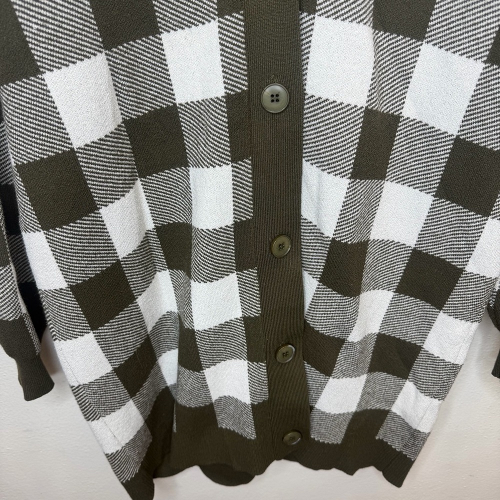 Anthropologie Sita Murt Brown & White Checkered Cardigan Size Large - Picture 6 of 11